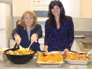 Enjoying the catered meal